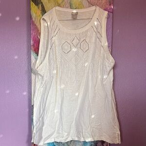 Chico's White Embroidered Tank Top